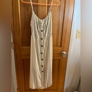 Cream black stripe dress size small